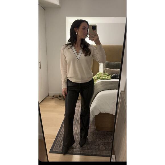 SANDRO Off-White Wool Knit Long Sleeve Retro Prep Alizia Sweater Size 3 - Picture 2 of 13